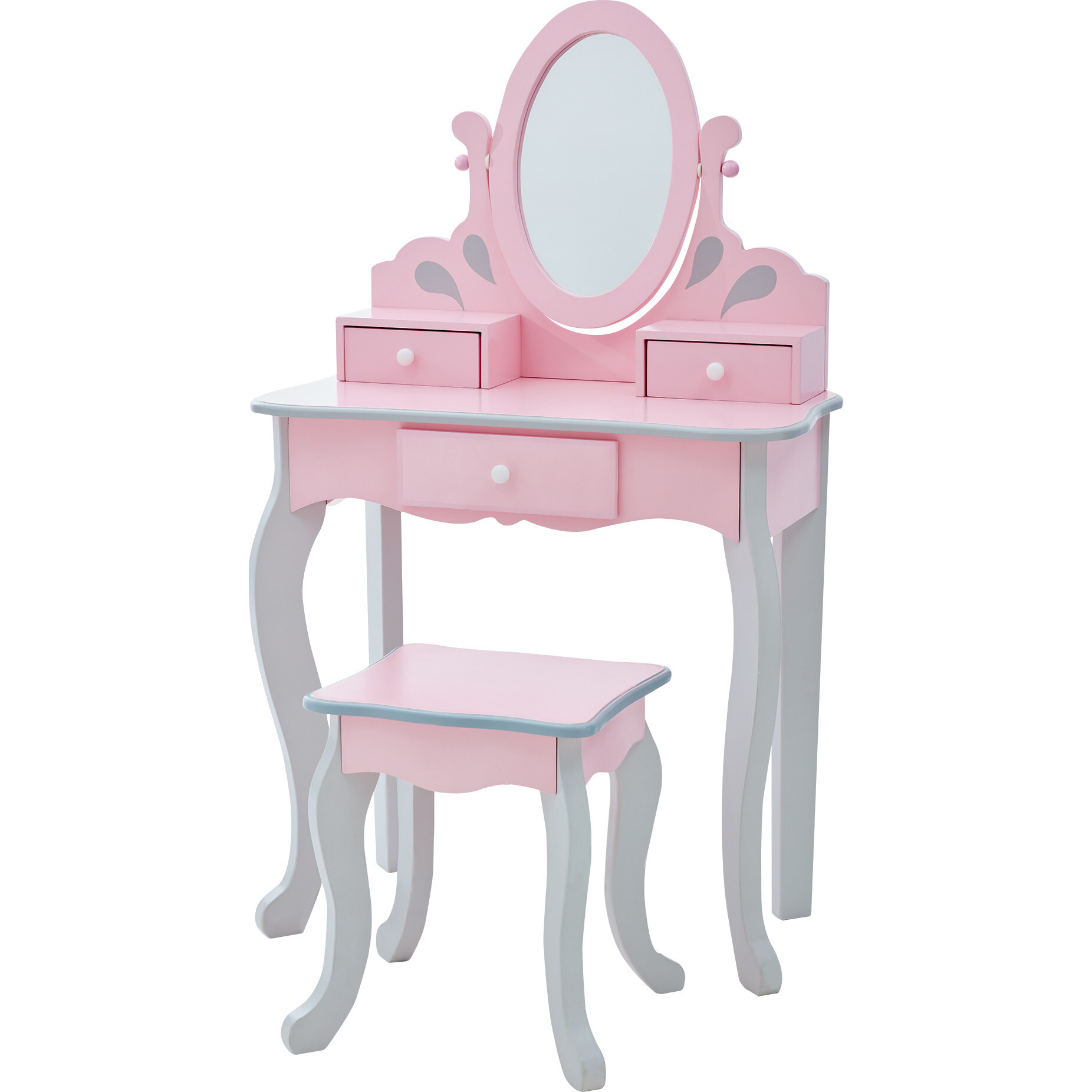 Teamson Kids Wooden Princess Rapunzel 2-pc. Vanity Set, Gray/Pink | Maisonette
