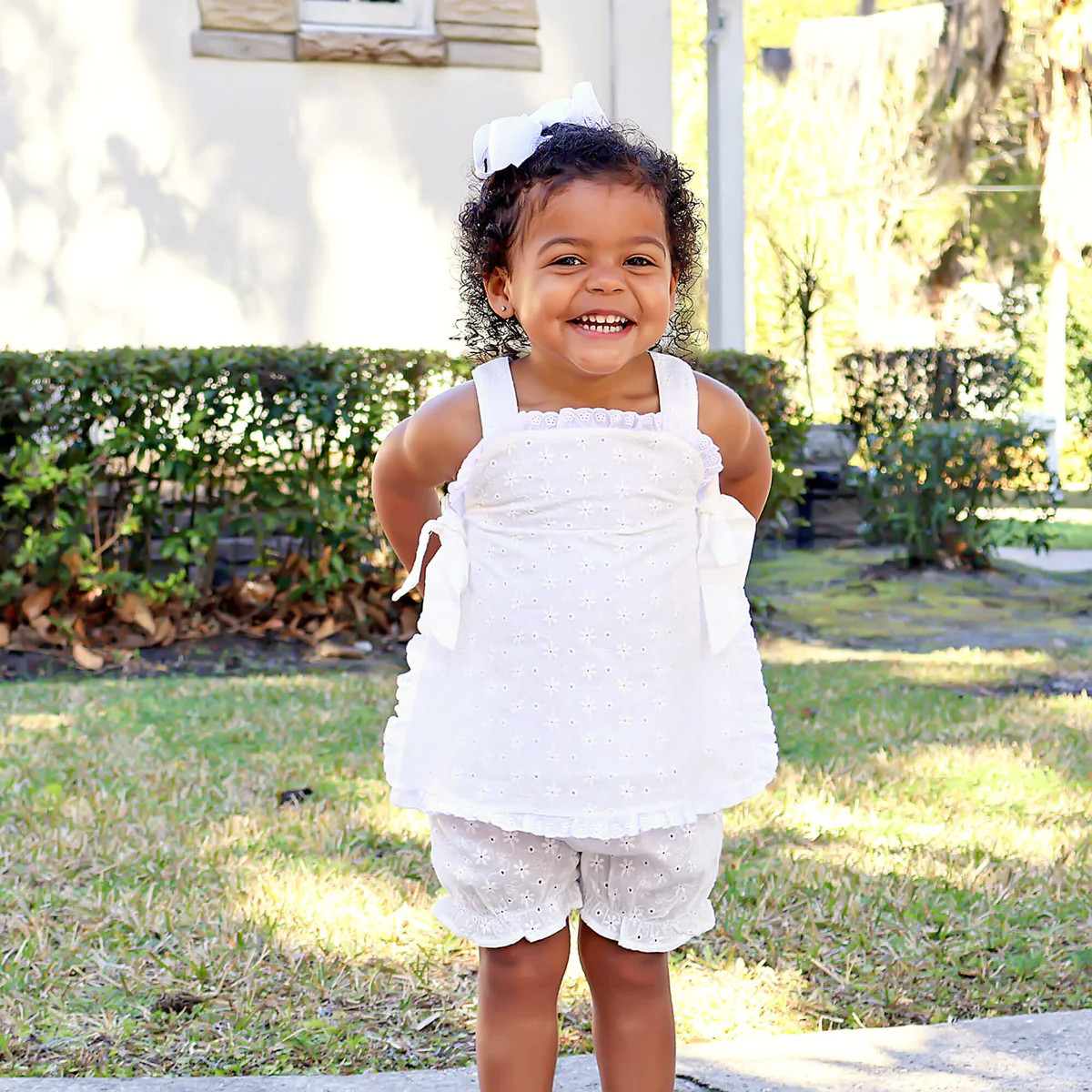 White Eyelet Lydia Bloomer Set | Classic Whimsy