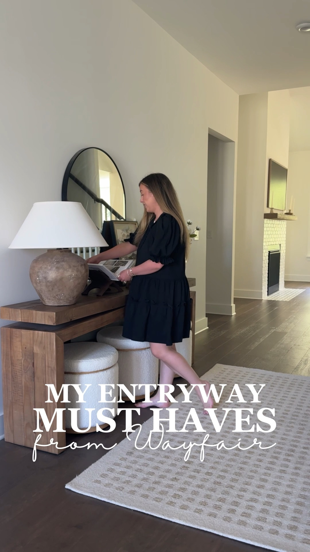 My entryway must haves from @Wayfair! This console table has been a best seller for so long! It’s absolutely stunning! I have the color: Sierra Rustic Natural! It pairs beautifully with this neutral rug, storage ottomans, the oversized floor mirror, and the statement lamp! Wayfair has everything you need to create a welcoming and functional entryway! #WayfairPartner #ad #Wayfair #SpringCleaning

#LTKSaleAlert #LTKHome #LTKSeasonal