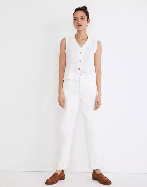 Pointelle Button-Front Crop Tank | Madewell