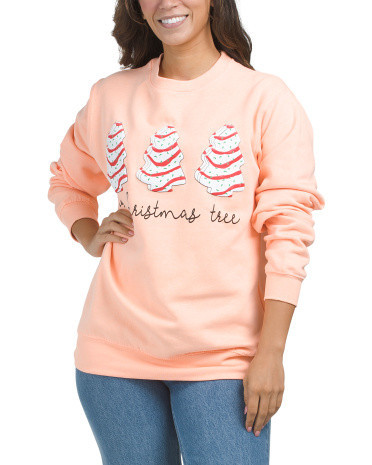 Oh Christmas Tree Crew Neck Sweatshirt For Women, Cotton/Polyester | TJ Maxx