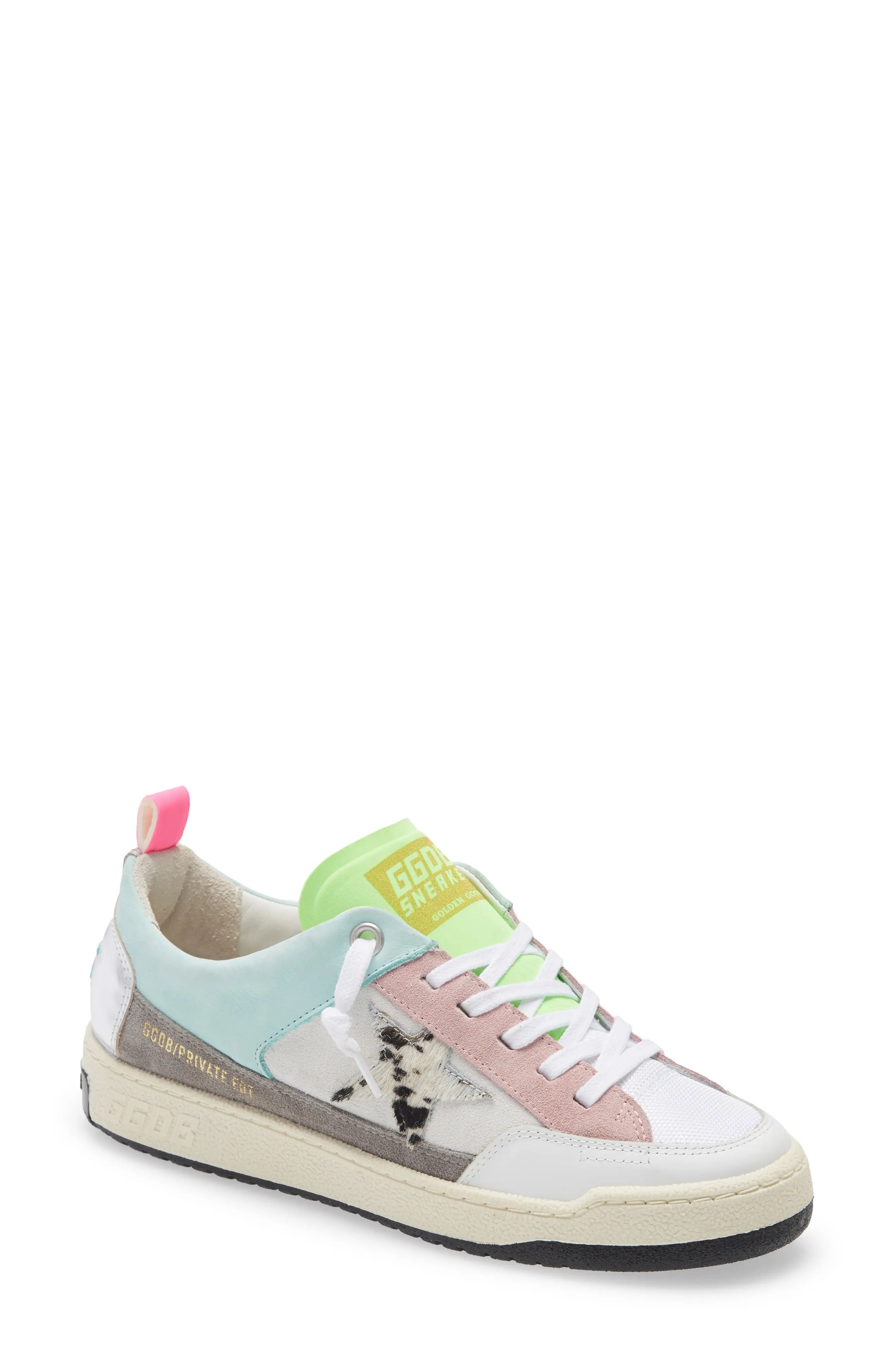 Golden Goose Yeah! Genuine Calf Hair Sneaker in Mint Leather And White at Nordstrom, Size 9Us | Nordstrom