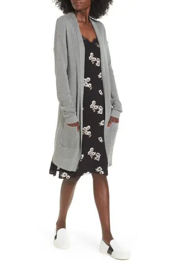 Women's Bp. Lightweight Rib Stitch Cardigan, Size XX-Small - Grey | Nordstrom