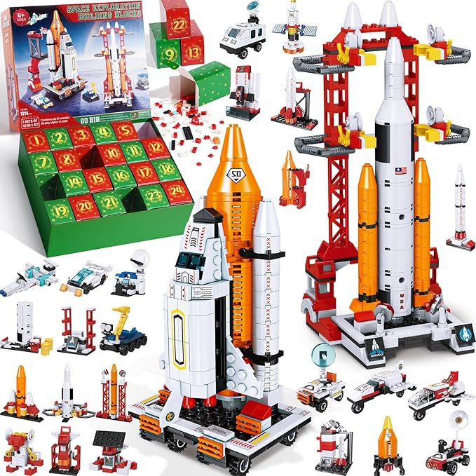 Advent Calendar 2025 Boys, 24 Days STEM Space Exploration Space Shuttle & Spaceship Building Bloc... | Amazon (US)