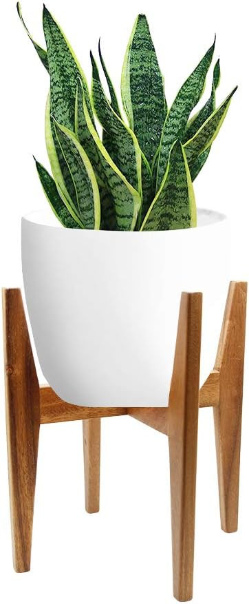 Plant Stand Mid Century Modern Plant Holder Natural Walnut Potted Stand Indoor Display Rack, Up t... | Amazon (US)