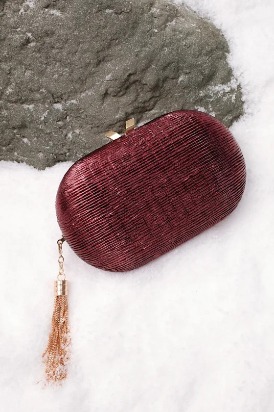 Sansone Wine Red Textured Clutch | Lulus
