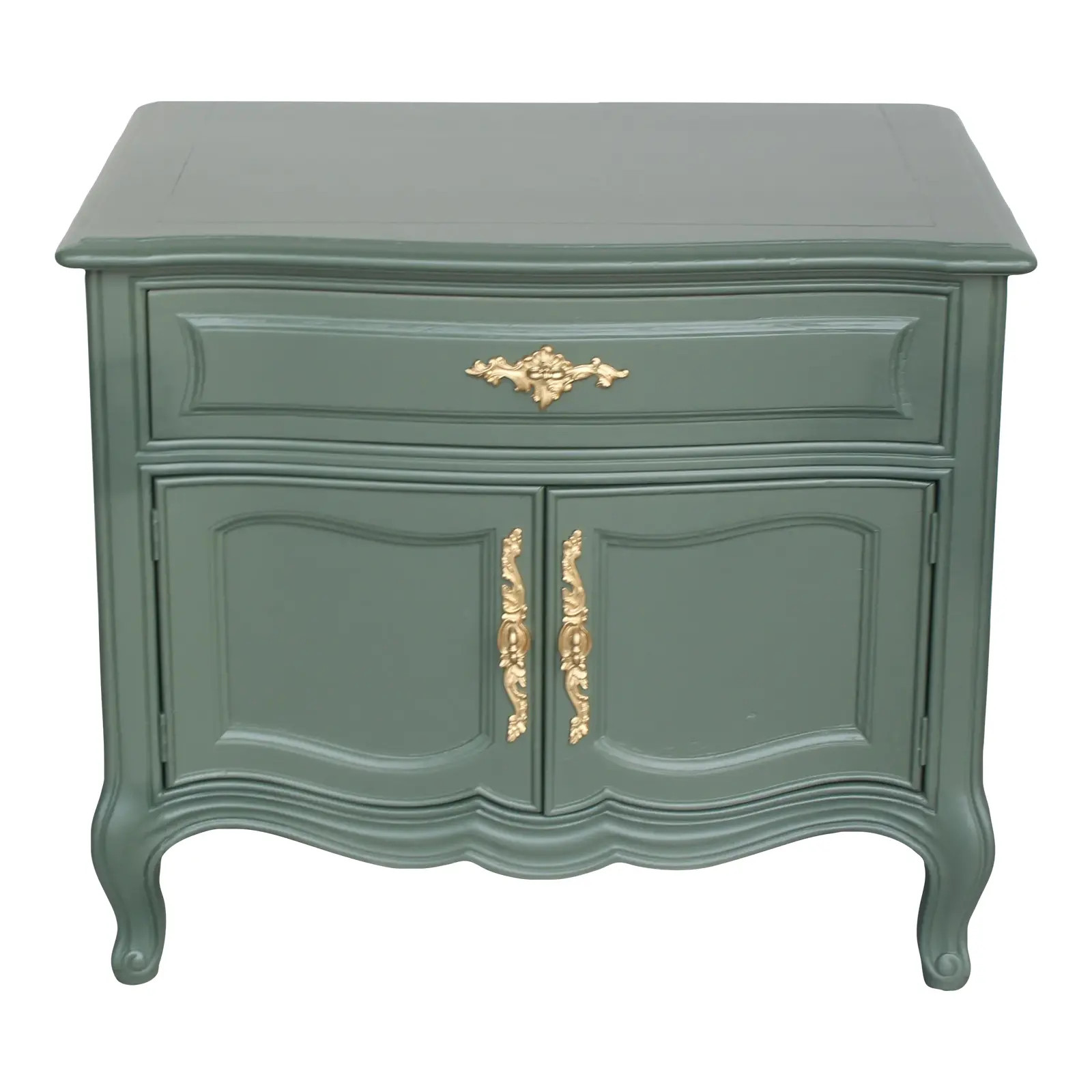Late 20th Century Vintage Provincial Green Nightstand | Chairish