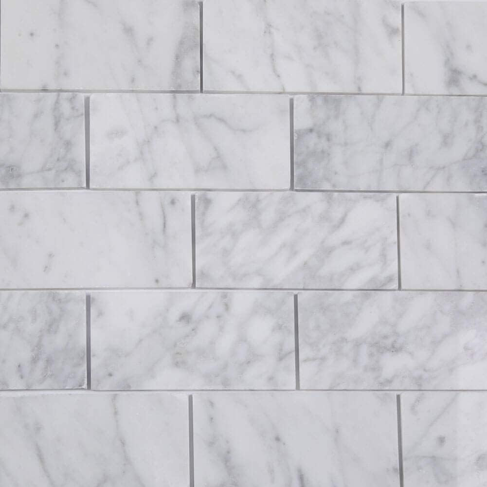 Besdor Italian Bianco Carrara White Carrera Marble 3 x 6 Inch Brick Subway Tile Honed Backsplash ... | Amazon (US)