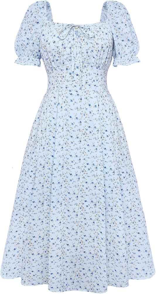 Belle Poque Floral Dress for Women 2026 Spring Summer Sundress Vintage Cottagecore Short Sleeve M... | Amazon (US)