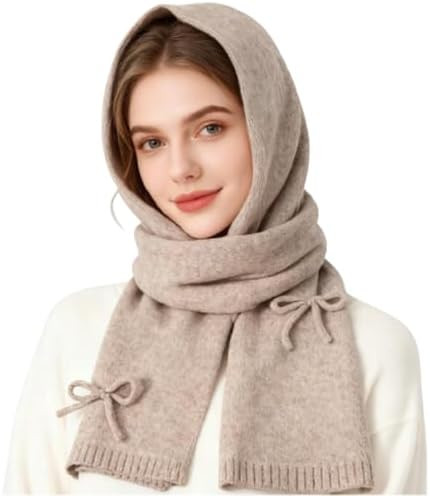 Winter Scarfs for Women Rich Solid Colors Chunky Knitted Scarf with Bow Fashion Warm Pashmina Sha... | Amazon (US)