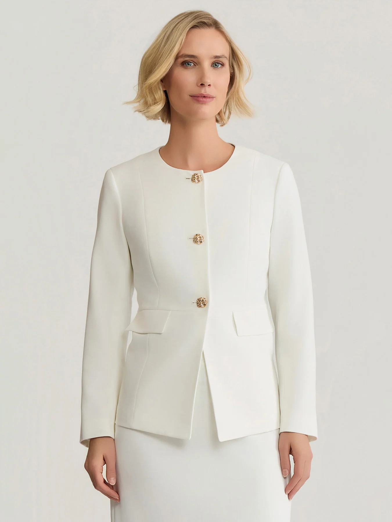 Peplum Jacket, Stretch Crepe | Kasper Clothing