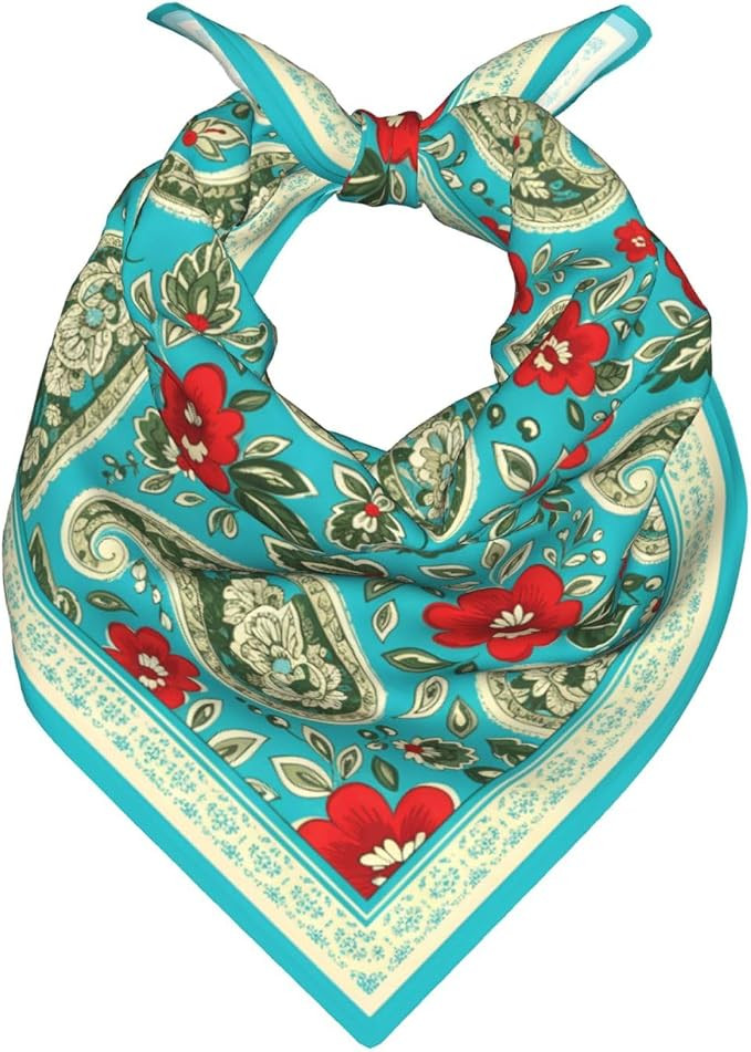Vintage Floral Head Hair Scarf Square Bandana Satin Silk Neck Scarves | CVFGHJOKC Vintage Floral ... | Amazon (US)