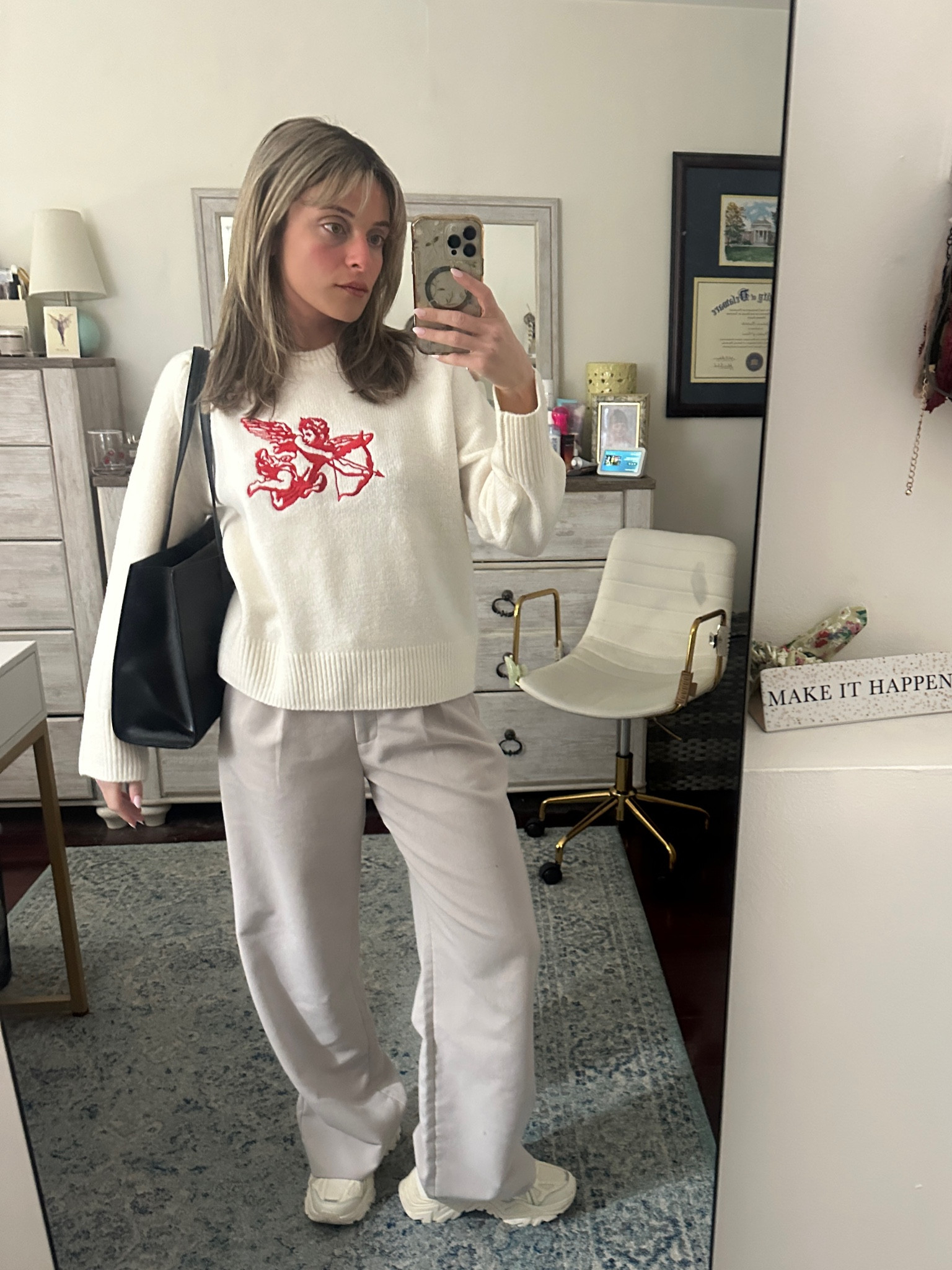 Wearing my new Vday inspired sweater to work today! I paired it with these relaxed trousers and these funky filas I got a few years ago. I thought the color and style really complimented the sweater! 

#LTKSeasonal #LTKWorkwear #LTKStyleTip