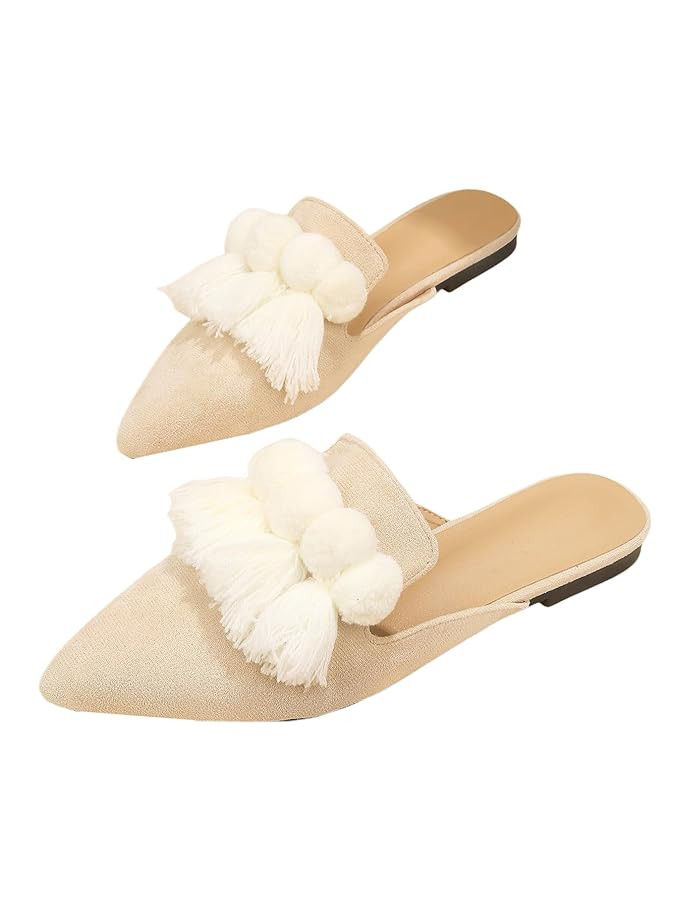 Verdusa Mules for Women 2025 Dress Shoes Slip On Flats Comfortable Pointed Toe Mules Dressy Casua... | Amazon (US)