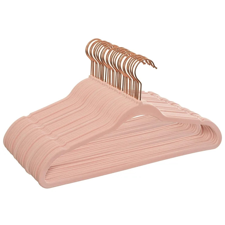 Better Homes & Gardens Velvet Clothing Hangers, 30 Pack, Pink, Space Saving - Walmart.com | Walmart (US)