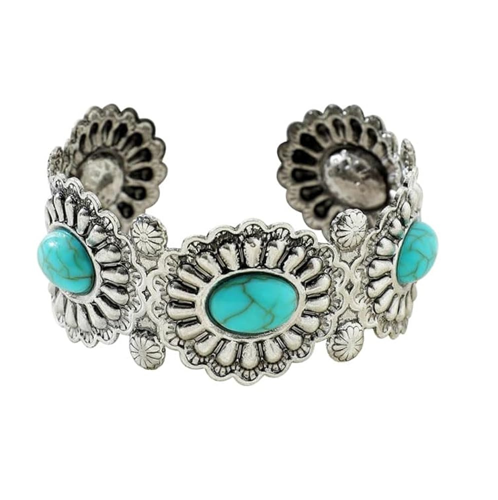 Turquoise Cuff Bracelet,South Western Cowgirl Bangle Bracelets Bohemian Gift for Women | Amazon (US)