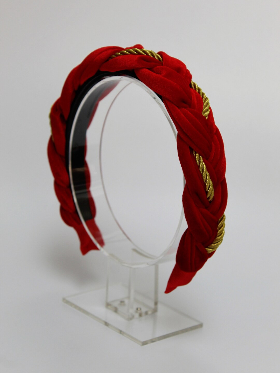 Gorgeous Red Velvet Plaited Headband With A Classy twisted Gold Cord | Etsy (US)