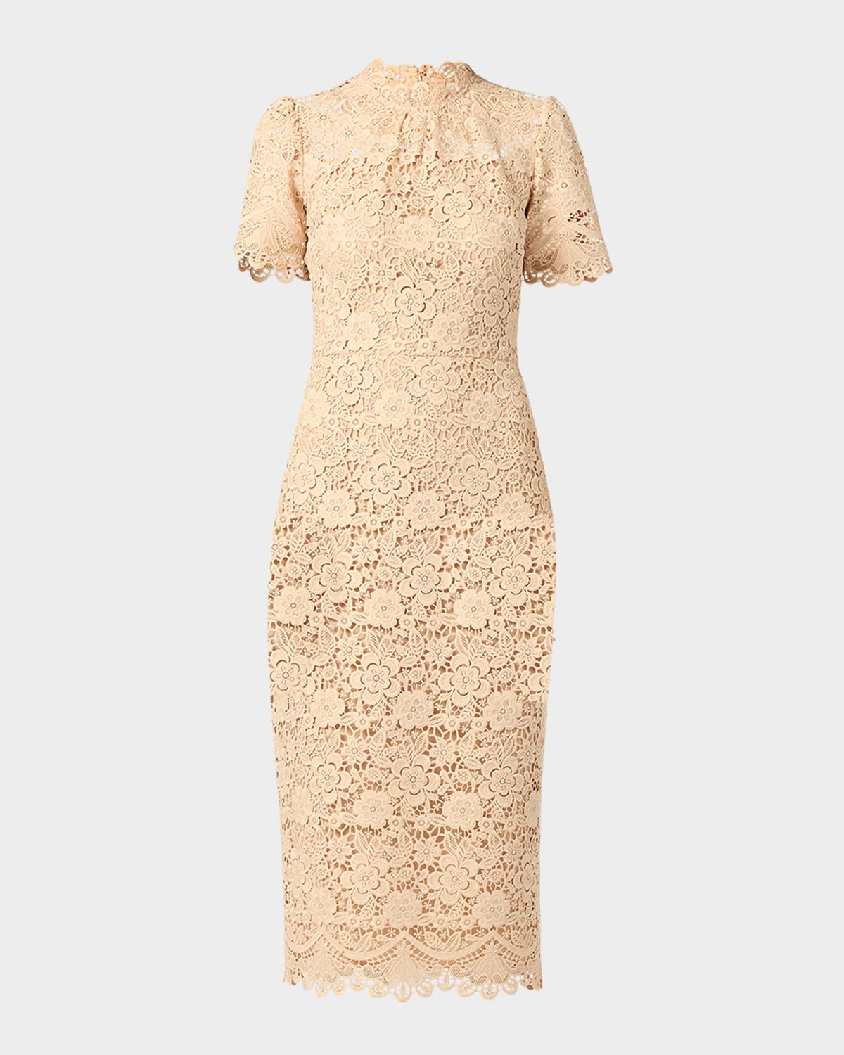 Vivienne Scalloped Floral Lace Midi Dress | Neiman Marcus