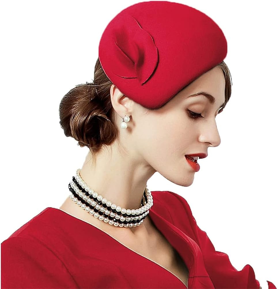 Wool Felt Fascinator Hats for Women Ladies Female Wedding Cocktail Tea Party Dress Pillbox Hat | Amazon (US)