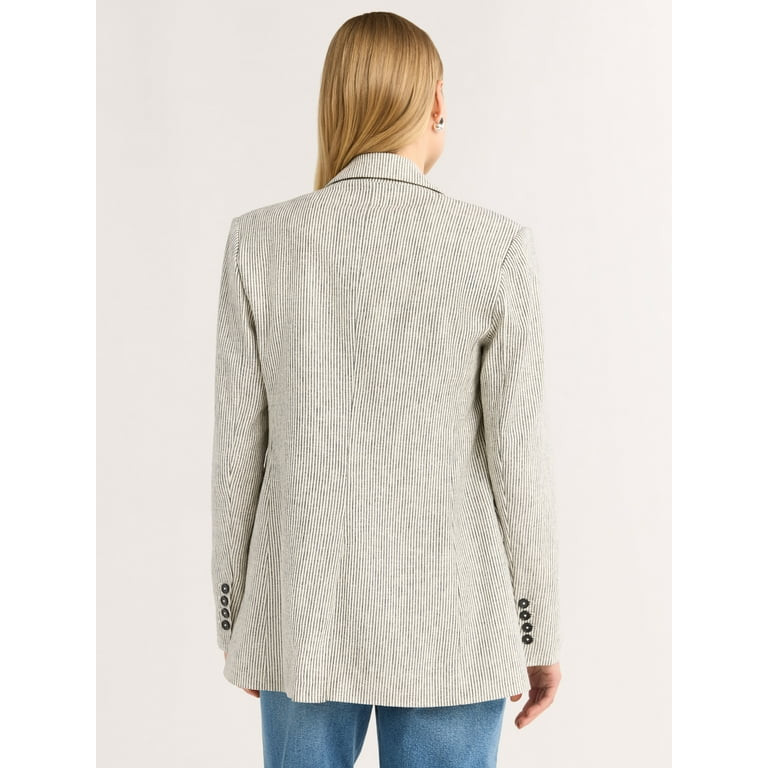 Scoop Women's and Women's Plus Ultimate One Button Linen Blend Blazer, Sizes XS-4X | Walmart (US)