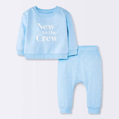 Baby Boys' 2pc New to the Crew Fleece Sweatshirt and Jogger Pants Set - Cloud Island™ Blue Newb... | Target