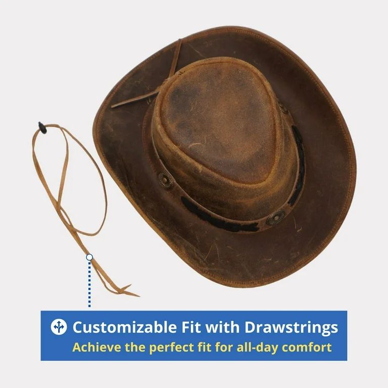 RESISTANCE Premium Australian Style Leather Cowboy Hat | Shapeable Outback Hat for Men and Women | Walmart (US)