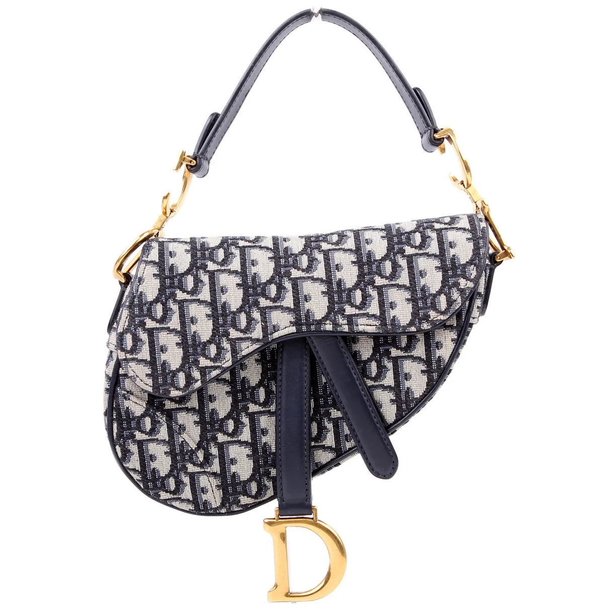 Saddle Bag Mini Oblique Navy | Keeks Designer Handbags