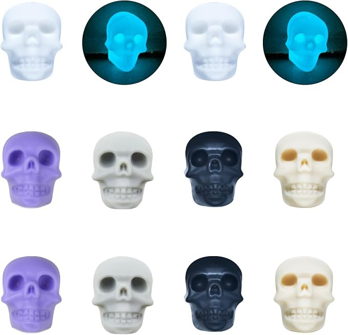 12 Pcs Knitting Needle Stoppers, Small Knitting Tip Protectors, Luminous Skeleton Head Knitting N... | Amazon (US)