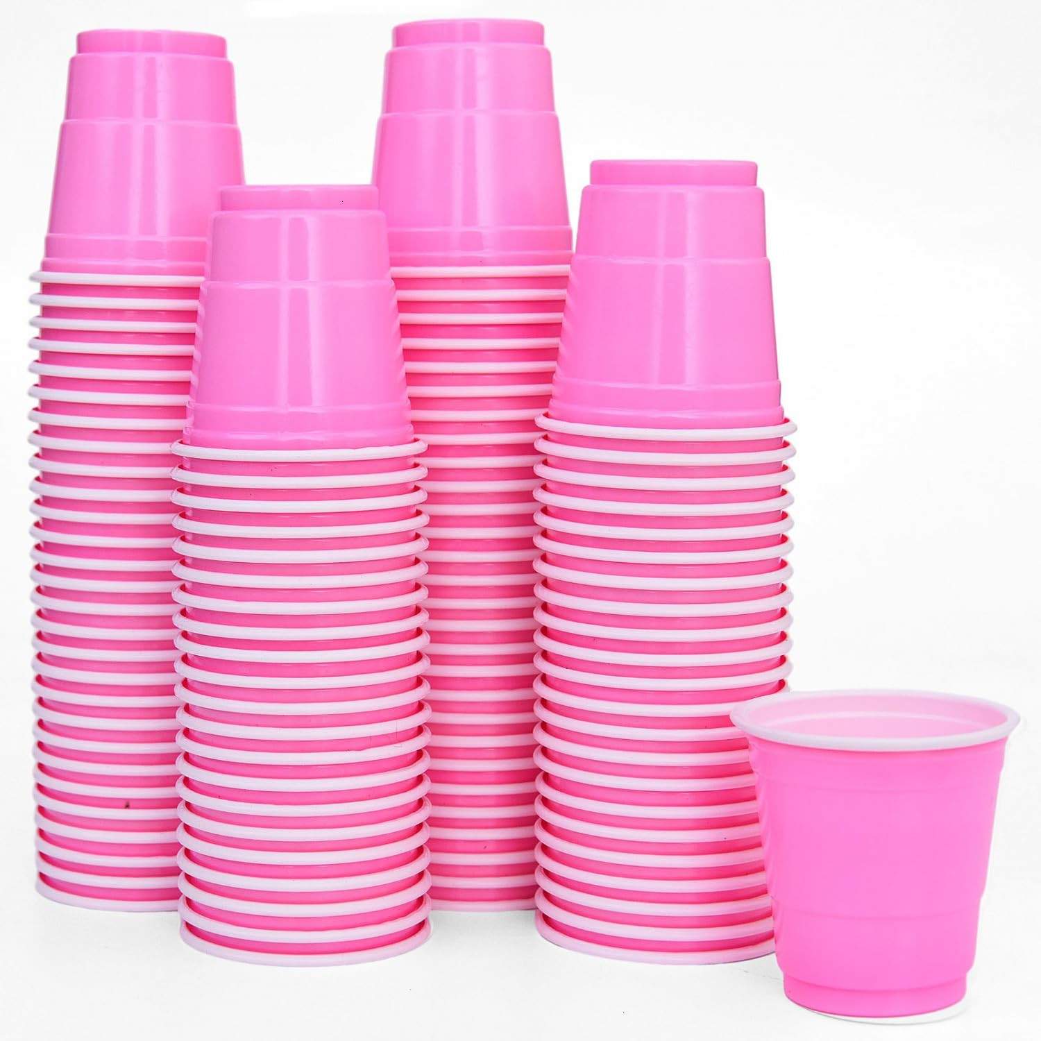 100 Pcs Pink Plastic Shot Cups, Disposable Shot Glasses 2 oz Plastic Mini Cups for Birthday, Bach... | Amazon (US)