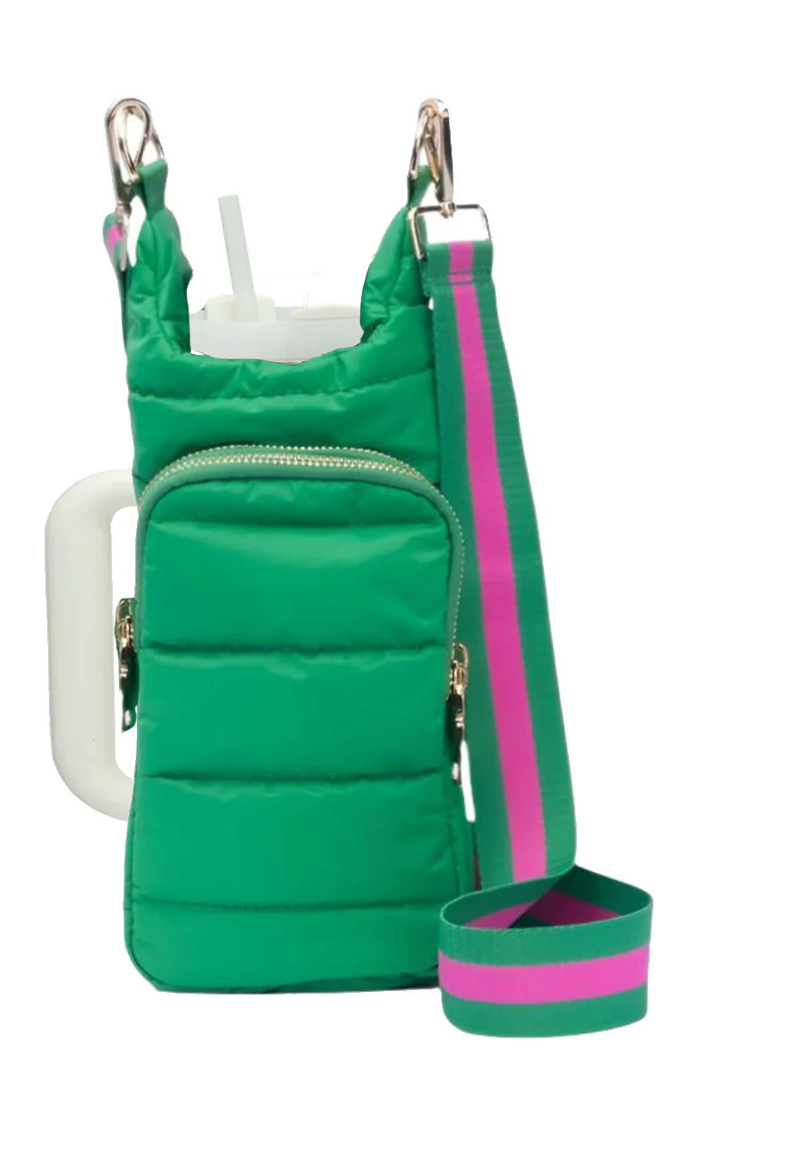 HydroBag® HANDLE™- Kelly Green with Pink and Green Striped Strap | WanderFull 