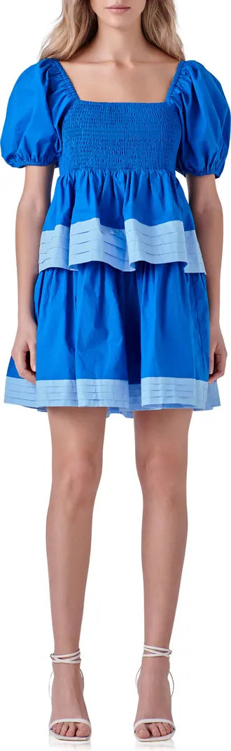 Puff Sleeve Smocked Tiered Babydoll Dress | Nordstrom