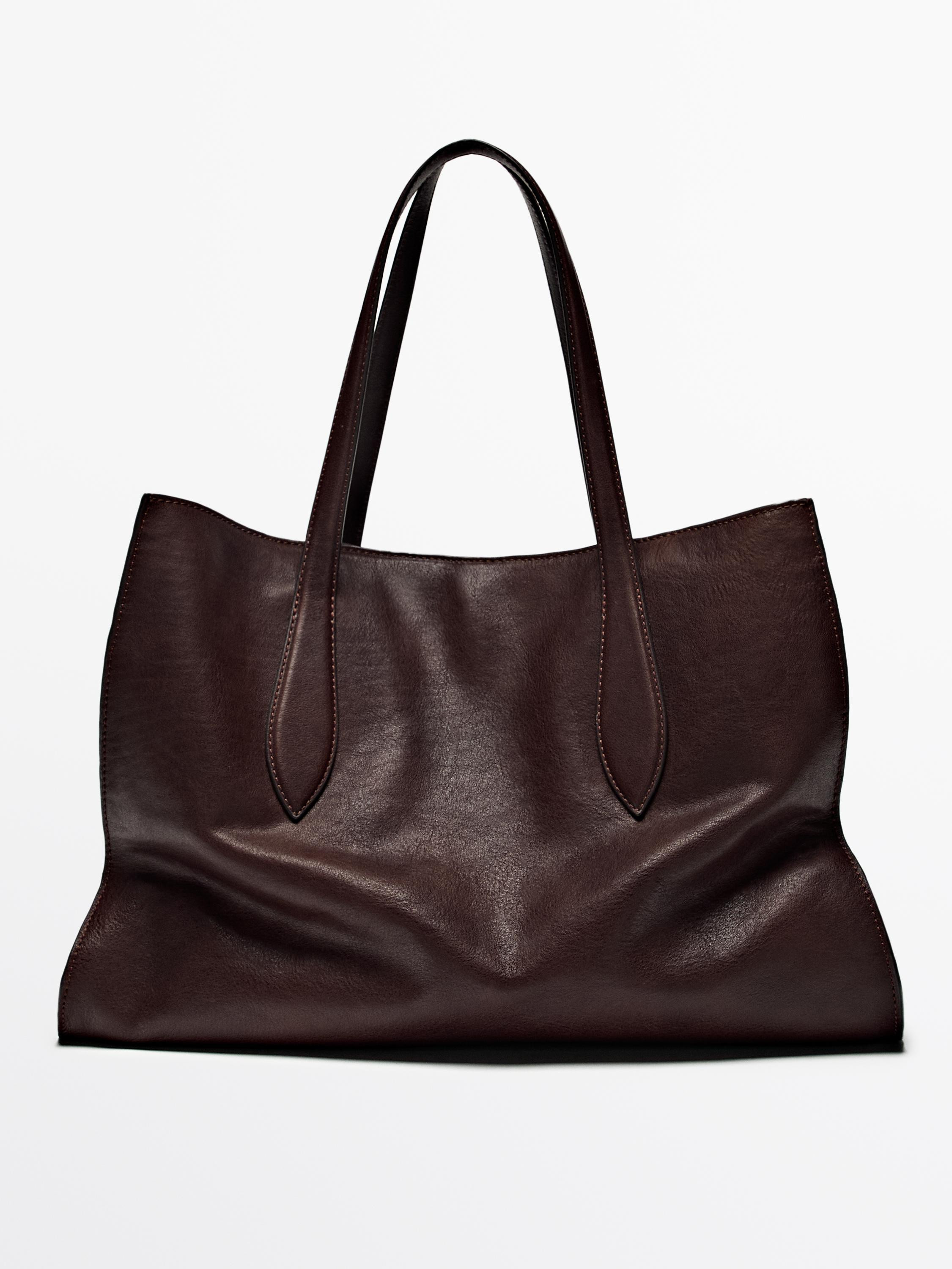 Maxi nappa leather MD ICON tote bag | Massimo Dutti UK