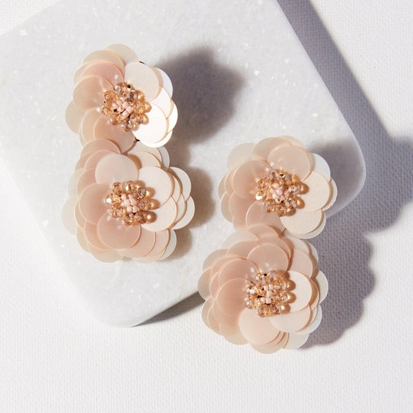 BLUSH DOUBLE FLOWER POST EARRINGS | INK+ALLOY