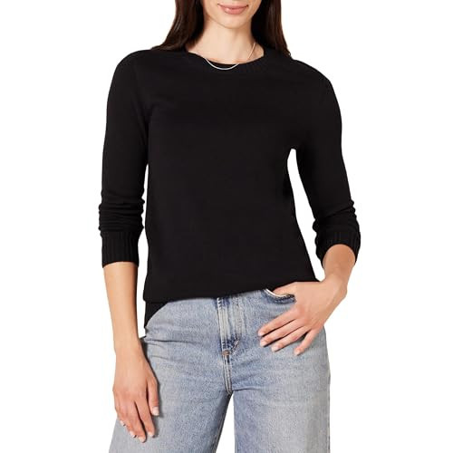 Amazon Essentials Women's Crewneck Sweater, 100% Cotton, Black, 1X, Plus Size Available | Amazon (US)