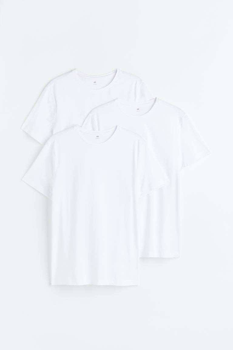 3-pack Slim Fit T-shirts - White - Men | H&M US | H&M (US + CA)