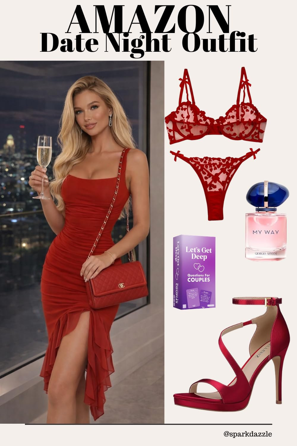 Amazon Date Night Outfit Ideas ❤️ Elegant Red Dress & Romantic Accessories

Description:
Planning the perfect date night? This stunning Amazon-inspired outfit features a gorgeous red midi dress paired with matching heels, a chic quilted handbag, romantic lingerie, luxury perfume, and a fun couples card game for the ultimate evening together. Whether you're celebrating an anniversary, Valentine's Day, a special dinner, or a night out, this elegant look is effortlessly glamorous and easy to recreate with affordable Amazon finds. Save this pin for your next romantic outfit inspiration! ❤️✨

Hashtags:
#AmazonFashion #DateNightOutfit #RedDress #AmazonFinds #RomanticStyle #DateNightLook #AmazonStyle #FashionInspo #LuxuryStyle #NightOutOutfit #AmazonFavorites #WomenStyle #ElegantFashion #GlamStyle #CouplesDateNight #RedHeels #PerfumeLover #OutfitInspiration #PinterestFashion #SparkDazzle 

 