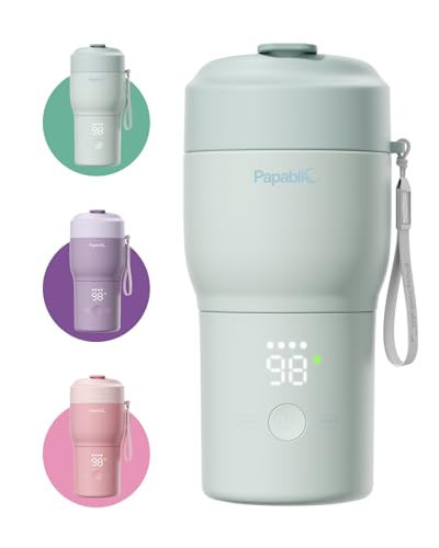 Papablic Portable Bottle Warmer Pro for Travel – 115W Fast Heating, Built-in Sterilizer, 5 Temp Settings, Baby Milk Warmer On The Go and Keep Nutrition for Breastmilk & Formula, Mint Green | Amazon (US)