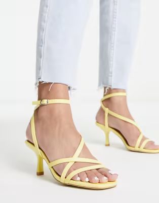 New Look strappy stiletto heeled sandals in yellow | ASOS (Global)