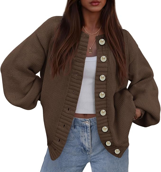 PRETTYGARDEN Women's 2025 Winter Cardigan Sweaters Trendy Chunky Knit Long Sleeve Button Up Casua... | Amazon (US)