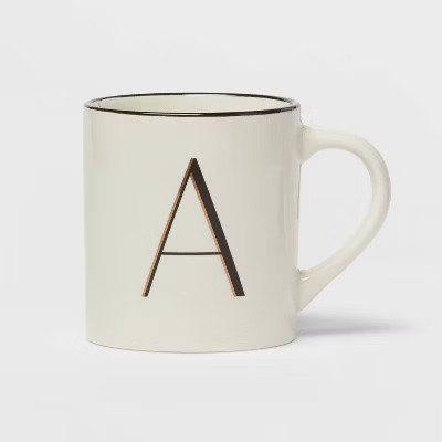 16oz Stoneware Monogram Mug Ivory - Threshold™ | Target