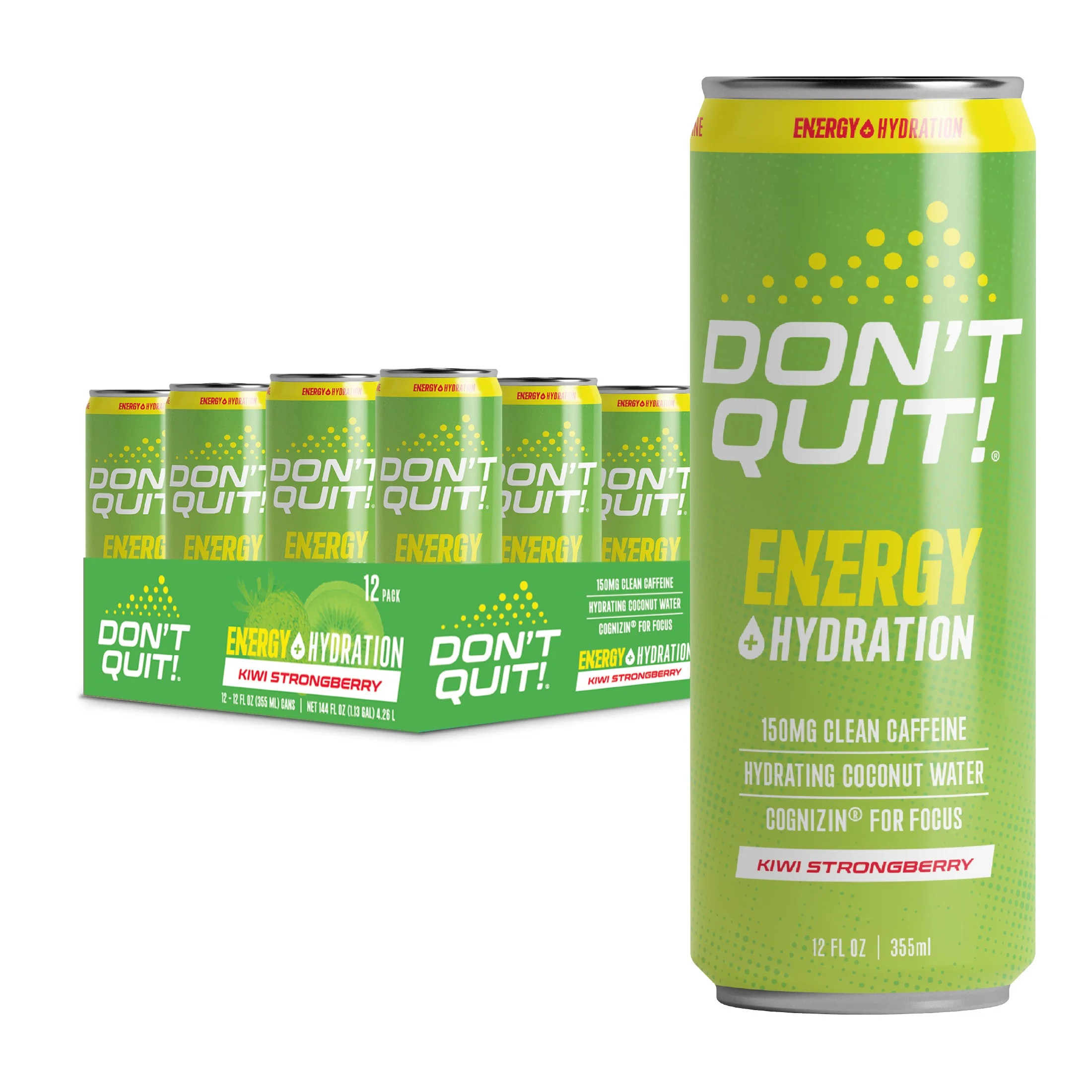 Don't Quit Clean Sports Energy, Kiwi Strongberry 12oz 12pk | Walmart (US)