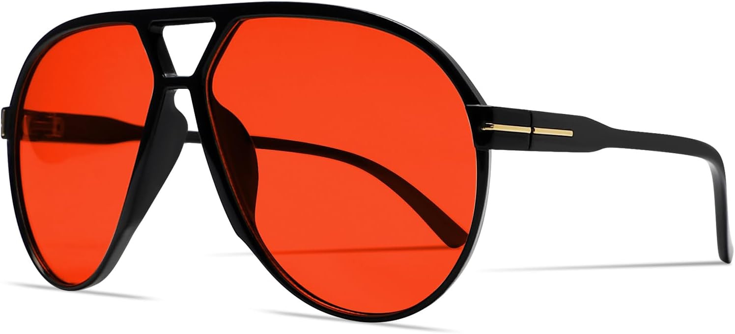 Retro Aviator Sunglasses for Women Men Oversized Classic 70s Vintage Trendy Tangle Free Square Av... | Amazon (US)