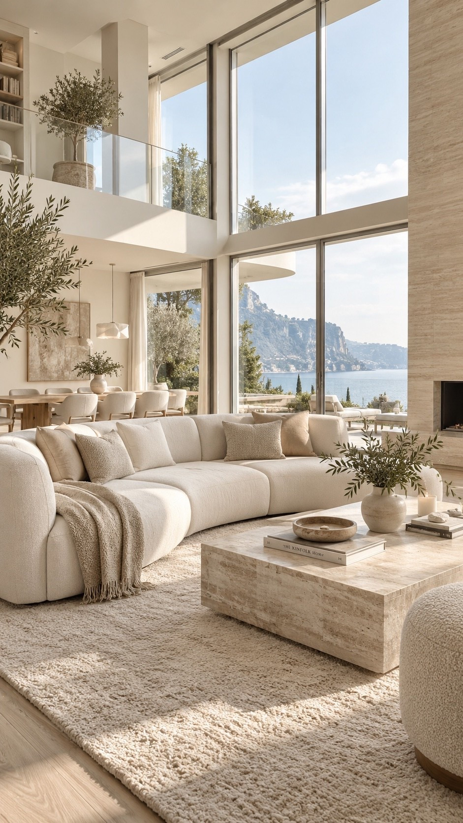 Shop This Room — link below. Recreate this bright double-height living room with an oversized curved cream sectional, a sculptural stone coffee table, layered neutral textures and floor-to-ceiling windows. Soft ivory tones, warm natural light, cozy bouclé accents and organic greenery create an airy designer space with a sophisticated quiet-luxury feel.

#LivingRoomInspo #LuxuryLivingRoom #ModernLivingRoom #DoubleHeightLivingRoom #LivingRoomDecor #QuietLuxury #NeutralLivingRoom #OrganicModern #WarmModern #LuxuryInteriors #InteriorDesign #HomeDecor #LuxuryHome #ModernHome #LivingRoomIdeas #DesignerHome #NeutralHome #WarmMinimalism #InteriorInspo #HomeInspiration #DreamHome #LTKHome #LTKFinds #HomeFinds #LuxuryDecor
