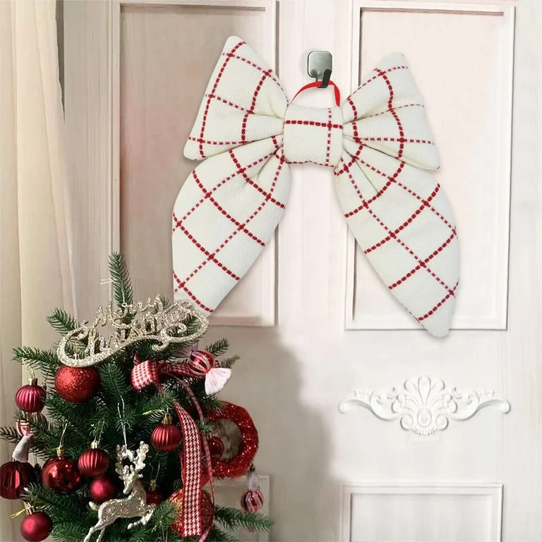 Red and White Plaid Decorative Christmas Bow, 15.5", by Holiday Time | Walmart (US)