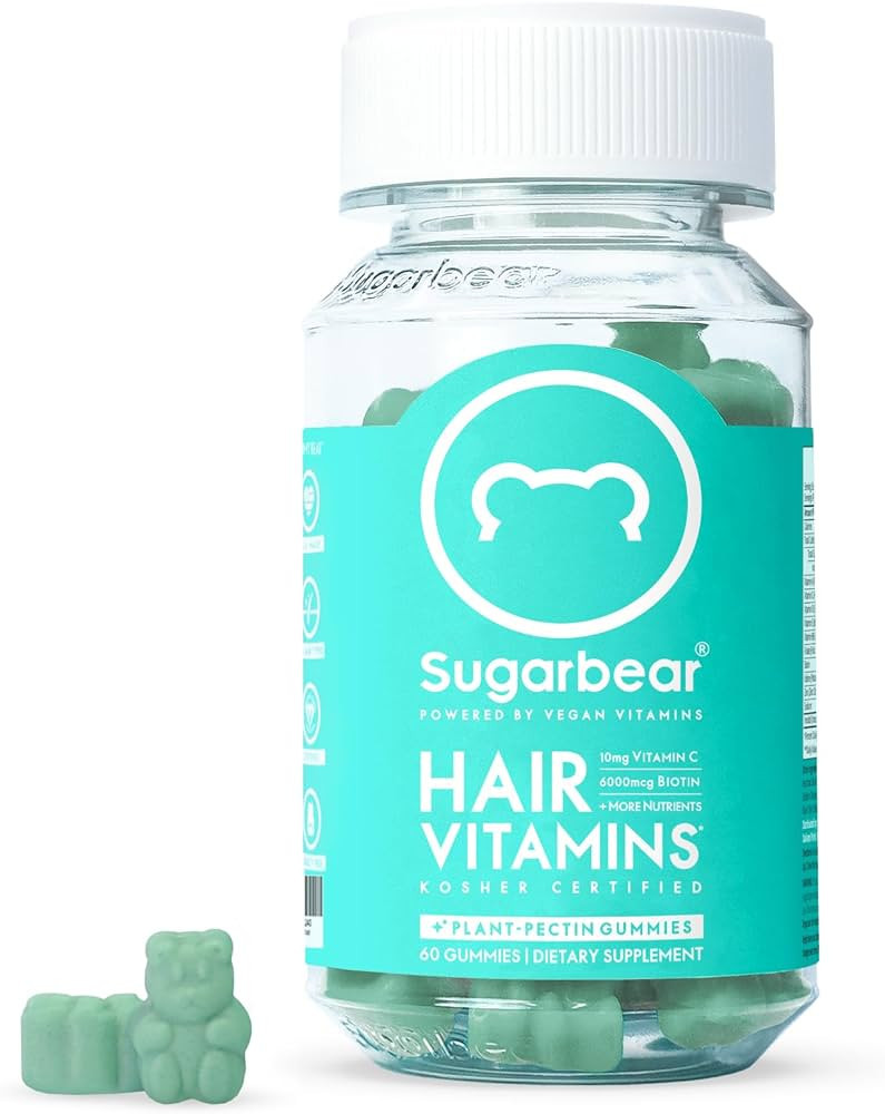 Sugarbear Hair Vitamins Extra Strength Biotin 6000mcg, Vitamin C, E, Coconut Oil, Zinc, Folic Aci... | Amazon (US)