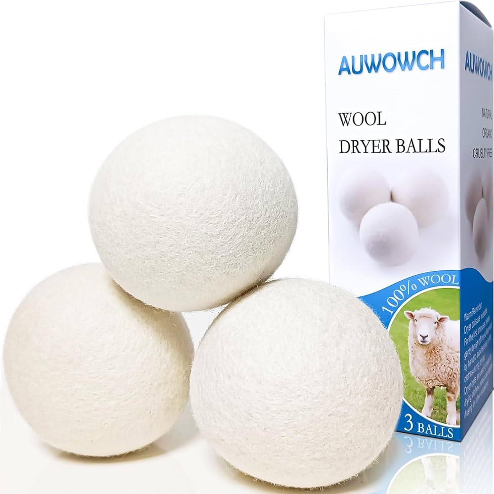 Wool Dryer Balls, 3 Count XL Dryer Lint Balls, Reusable Premium Natural Fabric Softener, Efficien... | Amazon (US)