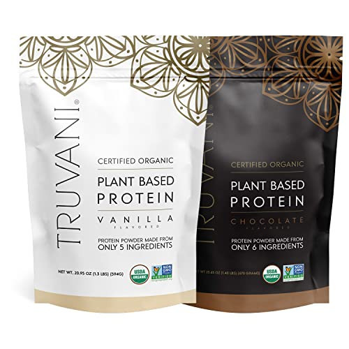Truvani Plant Based Protein Powder - USDA Certified Organic, Vegan, Non-GMO, Dairy Free, Soy Free, & Gluten Free - 2 Packs of 20 Servings Each (Chocolate & Vanilla) | Amazon (US)