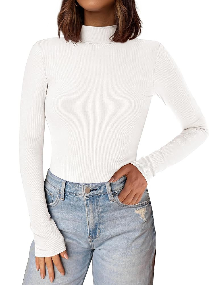 PRETTYGARDEN Women's Turtleneck Long Sleeve Shirts 2025 Fall Basic Tees Ribbed Fitted Tops Therma... | Amazon (US)