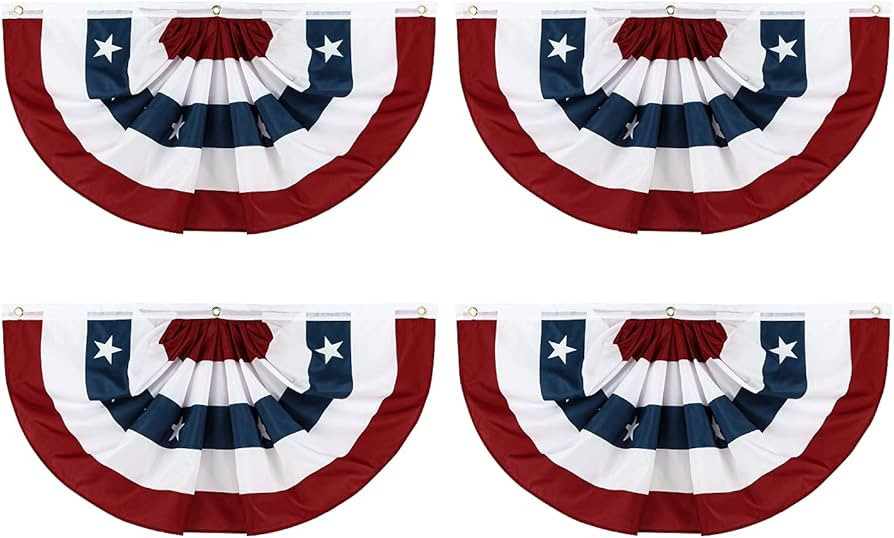 LessMo American Pleated Fan Flag, 1.5x3 Feet USA Bunting Flags Outdoor Patriotic Stars & Stripes,... | Amazon (US)
