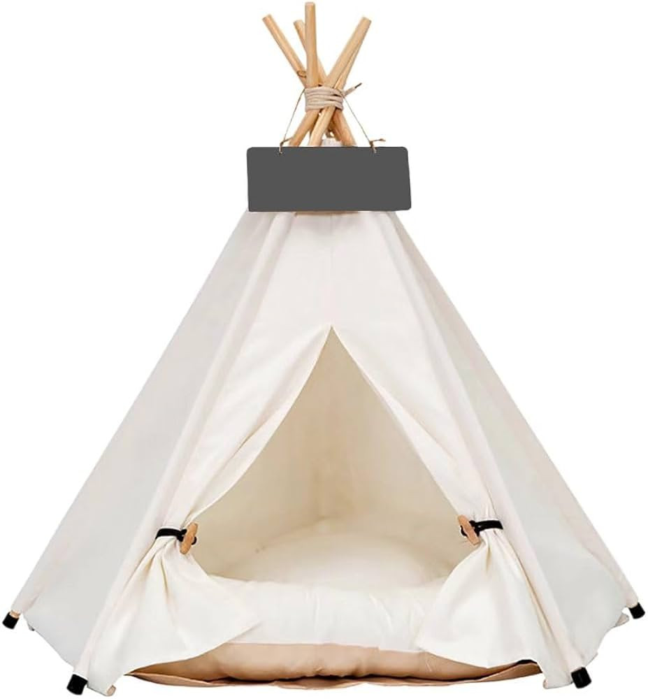 Pet Teepee Dog & Puppy Cat Tents Tipi Bed Portable Houses with Thick Cushion for Pets Up to 15lbs | Amazon (US)